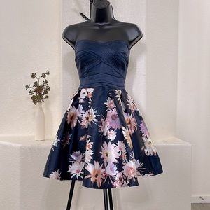 MISS AVENUE Pleated Strapless Dress